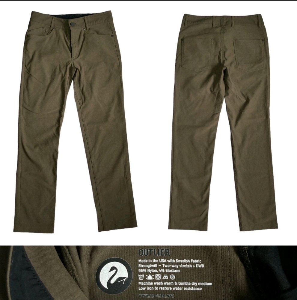 Outlier Strongtwill 2-Way Stretch DWR Nylon Pants Men’s 29 Olive